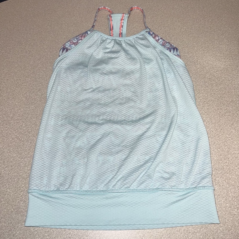 Ivivva Mint green blue Aztec Double Dutch Tank Top size‎ 10 EUC